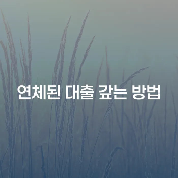 연체된 대출을 갚는 방법은 무엇일까요?